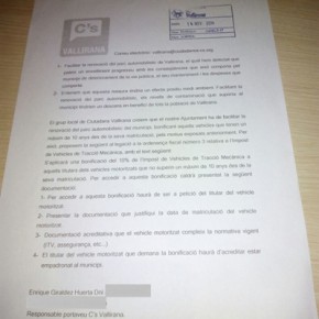 C's Vallirana presenta una alegación a las Ordenanzas Fiscales C's Vallirana presenta una alegación a las Ordenanzas Fiscales